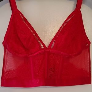 NWT Victoria's Secret Red Strappy Lace Bustier Size M
